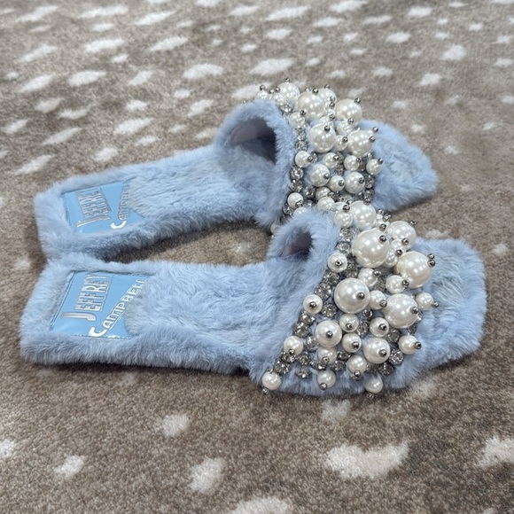 Jeffrey Campbell Baby Blue Facile Faux Fur Slide Sandals. Size 7.5 - Picture 9 of 12